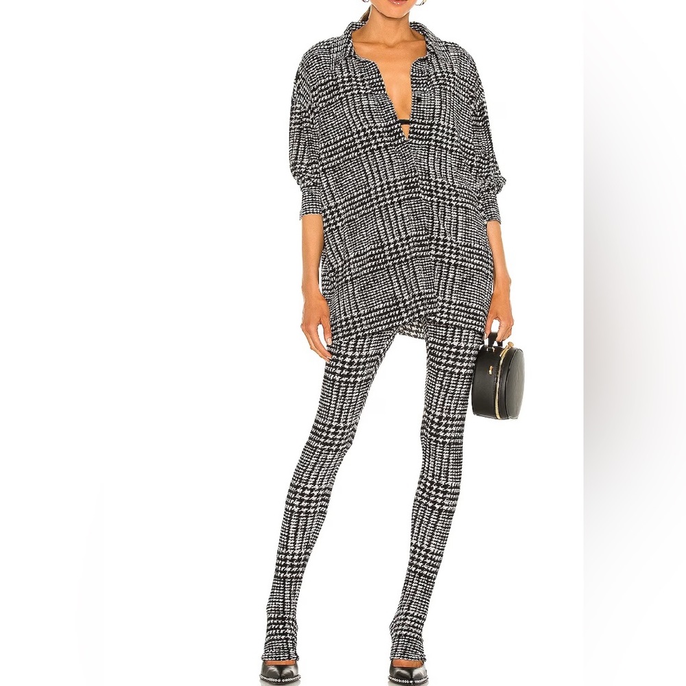 Women's Black and White Button Down Shirt